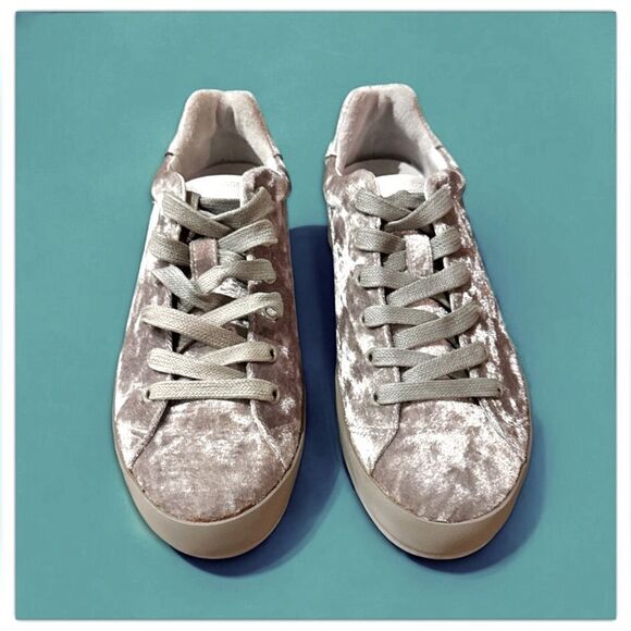 Rag & Bone Sneakers RB1 Low Top in Dove Crushed Velvet Silver Grey - Picture 6 of 17